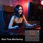 PULUZ Scheda Audio Trasmissione in Diretta Bluetooth Karaoke Canto Registrazione Mixer Audio per Telefono Cellulare/Computer/Laptop/Tablet PC, Versione Inglese, English Version