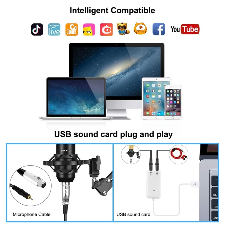 Microfono a condensatore con braccio a forbice e scheda audio USB