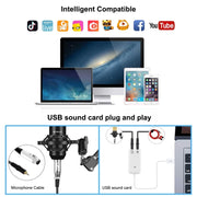 Microfono a condensatore con braccio a forbice e scheda audio USB