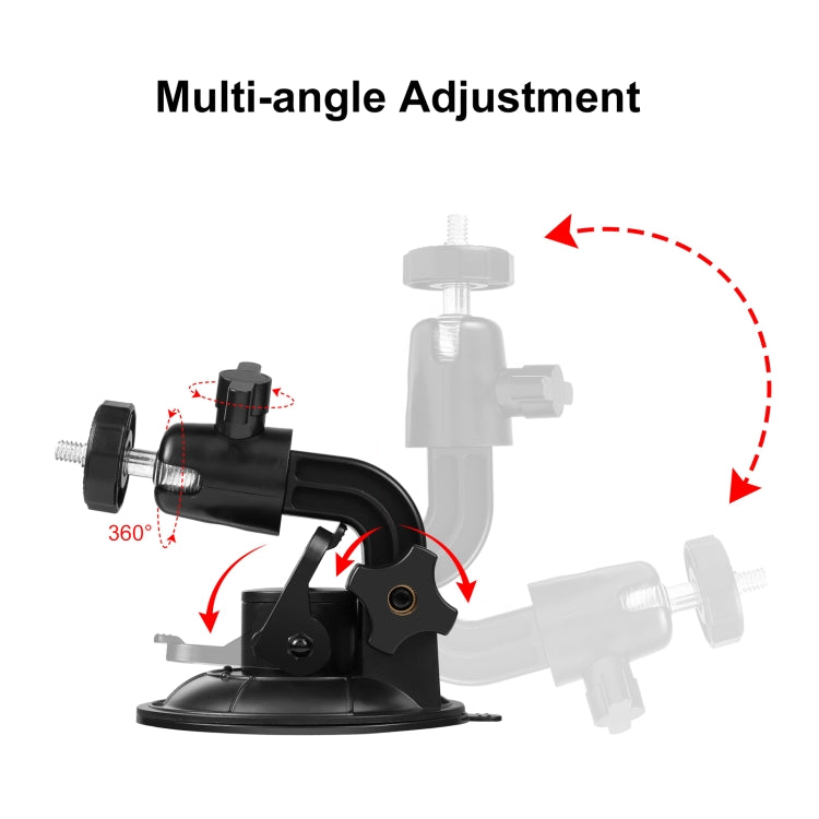 Supporto a ventosa per auto PULUZ con morsetto per telefono/vite/adattatore per treppiede, Phone Car Suction Cup