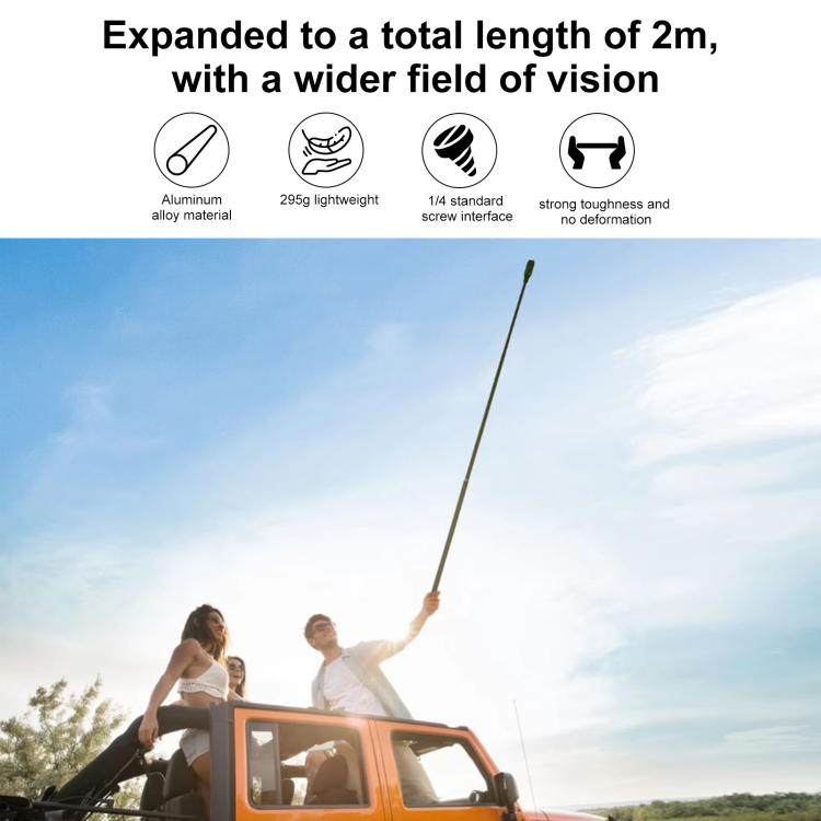 PULUZ Monopiede in metallo per selfie stick da 2 m per Insta360 One RS / X2 / X3, 2m Monopod