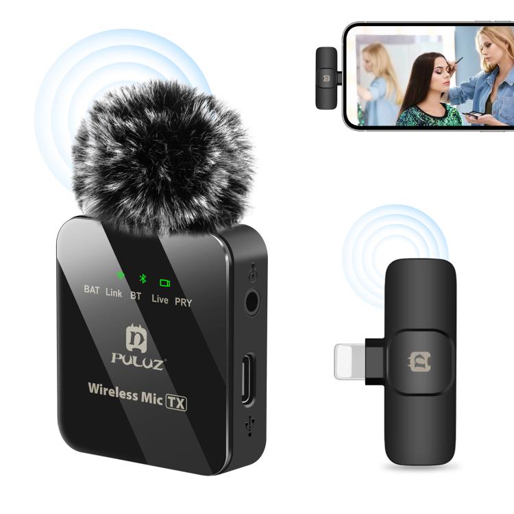 Microfono lavalier wireless PULUZ per iPhone / iPad, ricevitore a 8 pin, 8-Pin 1 TX + 1 RX
