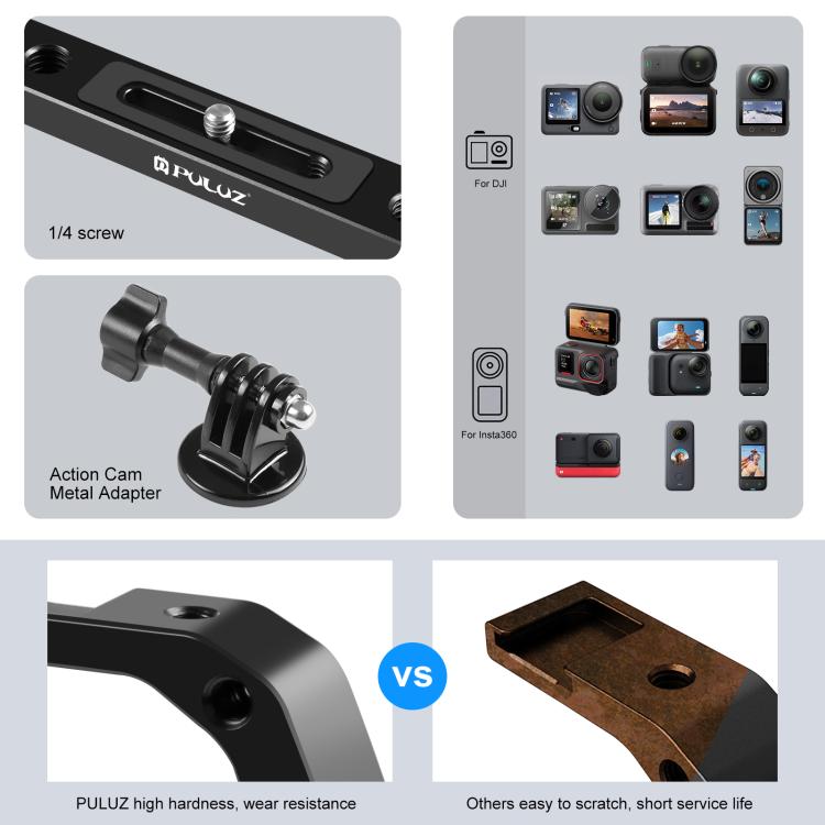 PULUZ Dual Silicone Manici in lega di alluminio per immersione subacquea per GoPro, altre action camera e smartphone, For Action Cameras and Smartphones
