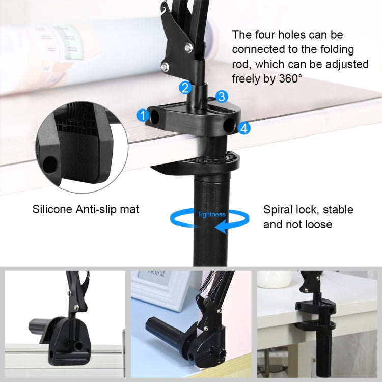 Supporto per braccio articolato da tavolo per trasmissione in diretta PULUZ con morsetto per tablet, Tablet Clamp