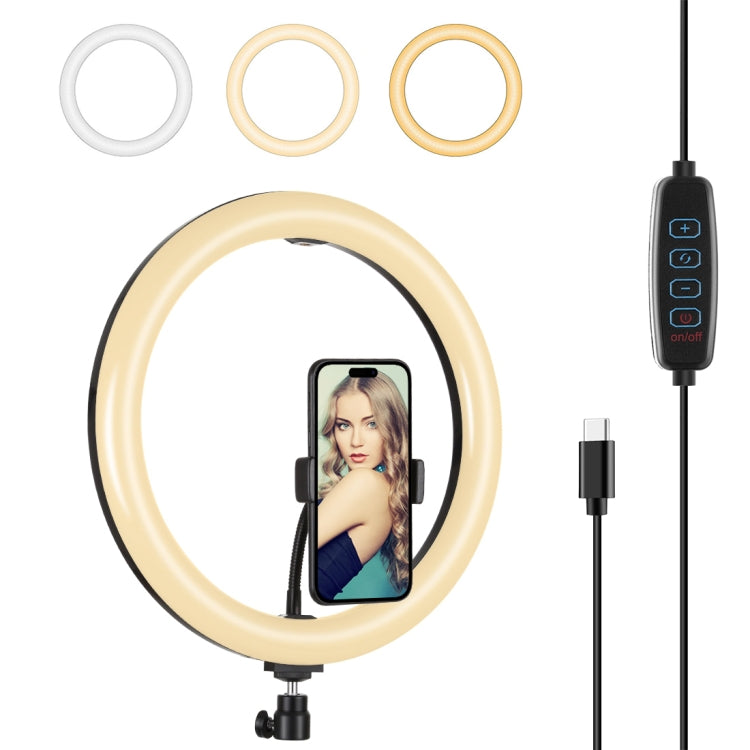 PULUZ PD20W 11,8 pollici 30 cm Tipo C 3 modalità dimmerabile doppia temperatura colore LED luce diffusa curva anello vlogging selfie fotografia luci video con morsetto per telefono, Type-C
