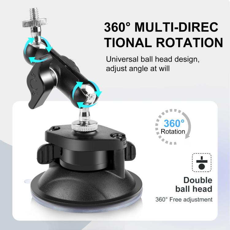Supporto a ventosa PULUZ Magic Arm da 1/4 di pollice migliorato, Upgraded 1/4 inch Suction Cup Mount