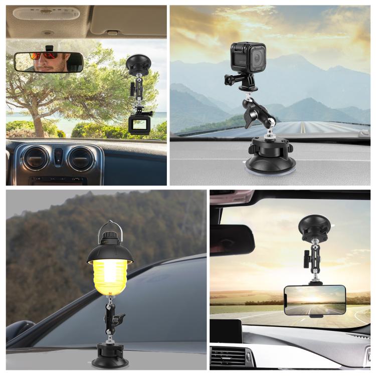 Supporto a ventosa PULUZ Magic Arm da 1/4 di pollice migliorato, Upgraded 1/4 inch Suction Cup Mount