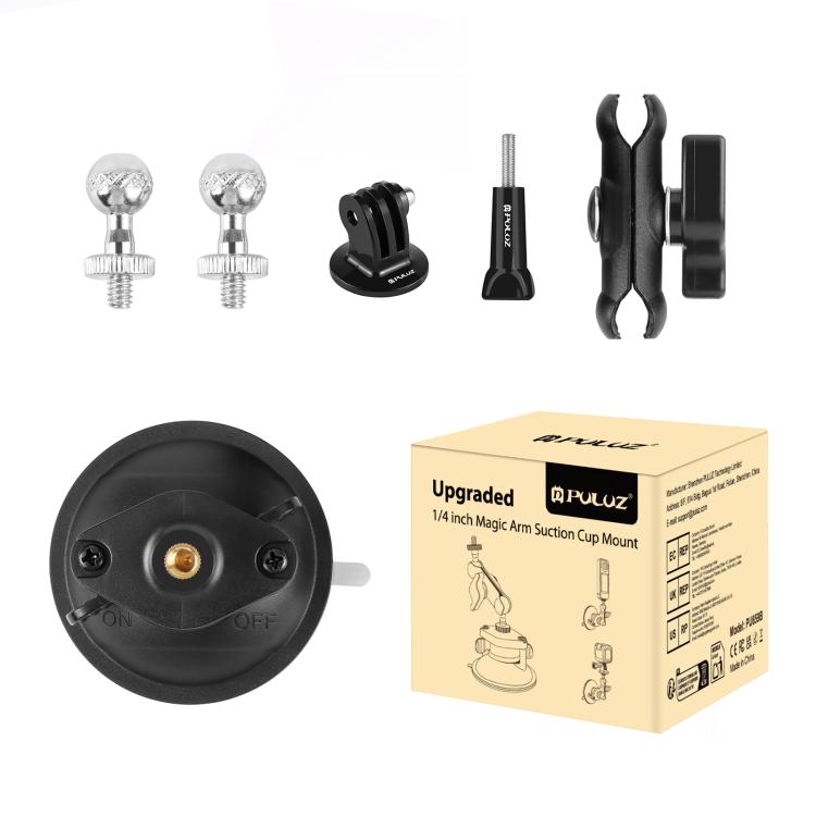 Supporto a ventosa PULUZ Magic Arm da 1/4 di pollice migliorato, Upgraded 1/4 inch Suction Cup Mount