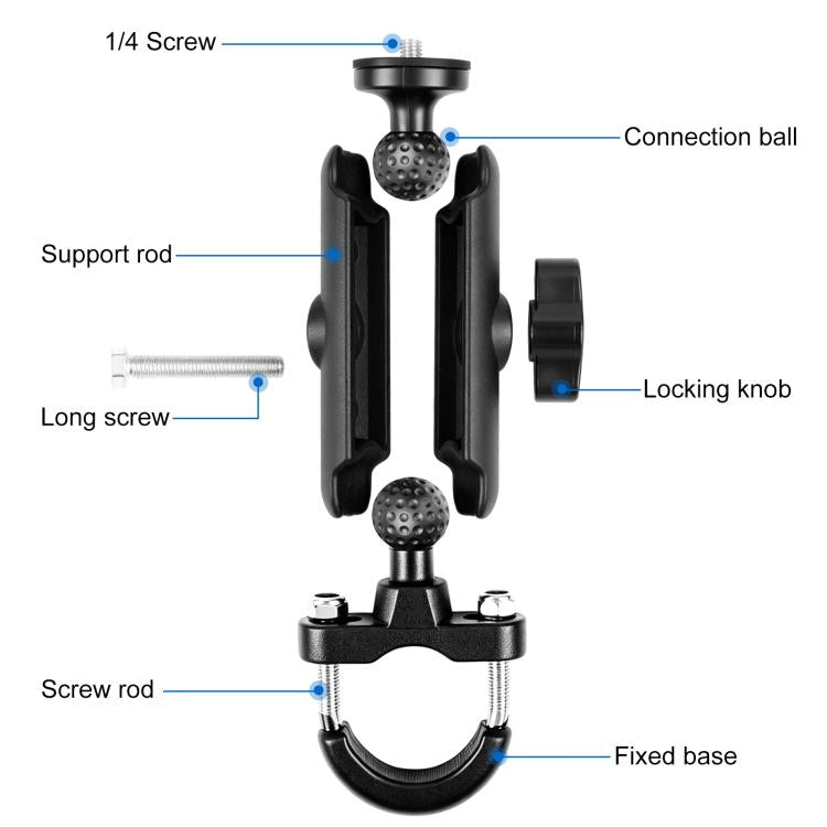 Supporto base con bullone a U per manubrio moto PULUZ per GoPro e altre action camera, Handlebar Mount