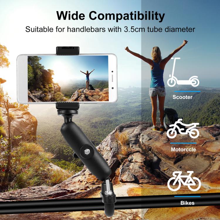 Supporto base con bullone a U per manubrio moto PULUZ per GoPro e altre action camera, Handlebar Mount