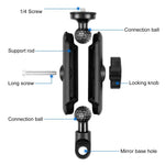 PULUZ Supporto per moto Specchio Base Foro Fisso per GoPro e altre action camera, Mirror Base Hole Mount