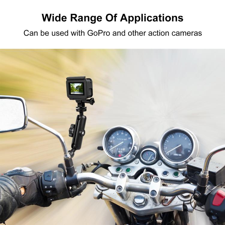 PULUZ Supporto per moto Specchio Base Foro Fisso per GoPro e altre action camera, Mirror Base Hole Mount