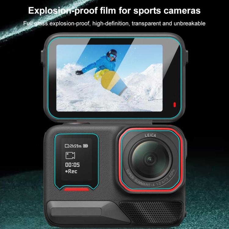Pellicola vetro temperato 3 in 1 per Insta360 Ace Pro 2