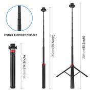 Treppiede telescopico 2m lega alluminio con vite 1/4"