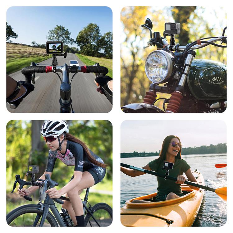 Adattatore per manubrio da moto PULUZ in alluminio con rotazione a 360 gradi e vite, compatibile con GoPro, Insta360, DJI e altre action camera., Handlebar Adapter Mount 3