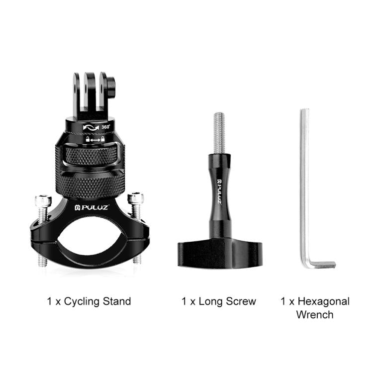Adattatore per manubrio da moto PULUZ in alluminio con rotazione a 360 gradi e vite, compatibile con GoPro, Insta360, DJI e altre action camera., Handlebar Adapter Mount 3