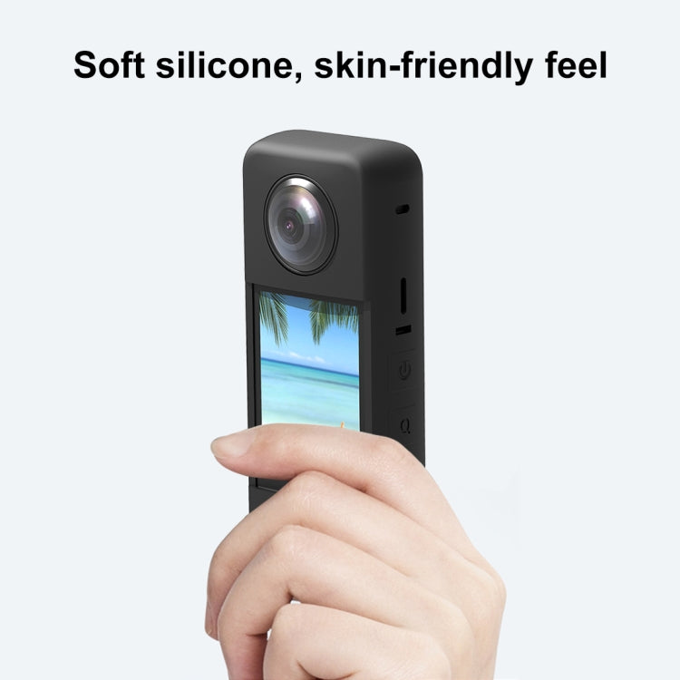 Per Insta360 X3 PULUZ Custodia protettiva in silicone con copriobiettivo, Silicone Case(Black), Silicone Case(Blue), Silicone Case(Red)