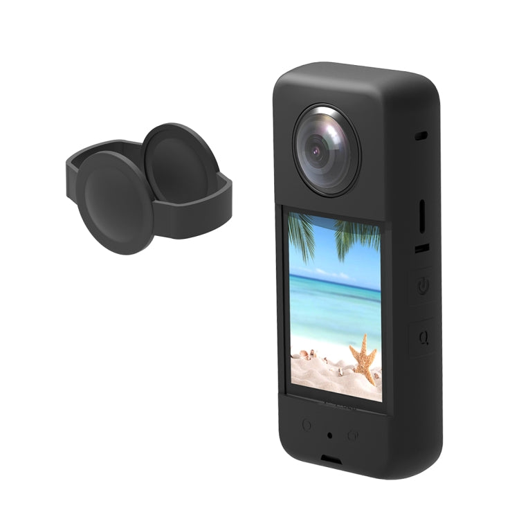 Per Insta360 X3 PULUZ Custodia protettiva in silicone con copriobiettivo, Silicone Case(Black), Silicone Case(Blue), Silicone Case(Red)