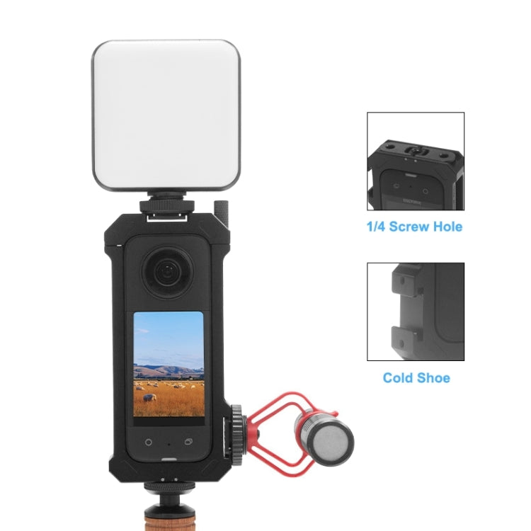 Per Insta360 X3 PULUZ Telaio protettivo per gabbia protettiva in metallo con base per pattino freddo espanso e adattatore per treppiede, Metal Cage US Stock, For Insta360 X3