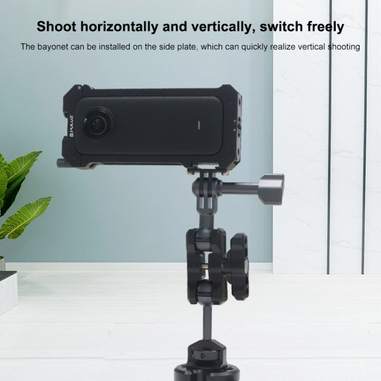 Per Insta360 X3 PULUZ Telaio protettivo per gabbia protettiva in metallo con base per pattino freddo espanso e adattatore per treppiede, Metal Cage US Stock, For Insta360 X3