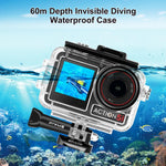 Per DJI Osmo Action 3/4 PULUZ Custodia subacquea impermeabile da 40 m con pattino freddo e fibbia Supporto di base e vite, For DJI Osmo Action 3 / 4 Waterproof Case