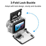 Per DJI Osmo Action 3/4 PULUZ Custodia subacquea impermeabile da 40 m con pattino freddo e fibbia Supporto di base e vite, For DJI Osmo Action 3 / 4 Waterproof Case