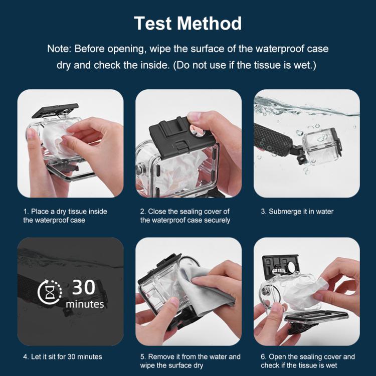 Per DJI Osmo Action 3/4 PULUZ Custodia subacquea impermeabile da 40 m con pattino freddo e fibbia Supporto di base e vite, For DJI Osmo Action 3 / 4 Waterproof Case