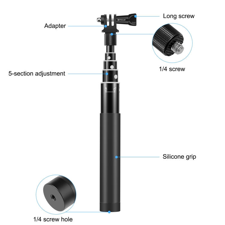 Monopiede per selfie in metallo PULUZ 73,5 cm con base adattatore invisibile e vite per Insta360 One RS / X2 / X3, 70cm Monopod