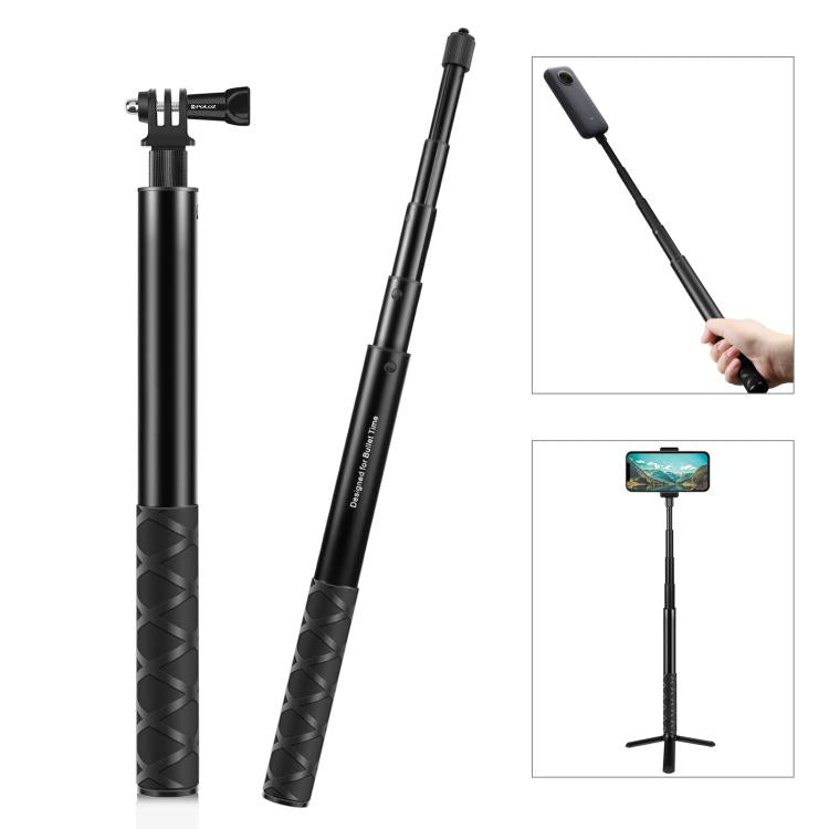 Monopiede per selfie in metallo PULUZ da 110 cm con base adattatore invisibile e vite per Insta360 One RS / X2 / X3, 110cm Monopod