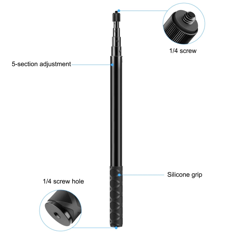 Monopiede per selfie in metallo PULUZ 157 cm per Insta360 One RS / X2 / X3, 150cm Monopod