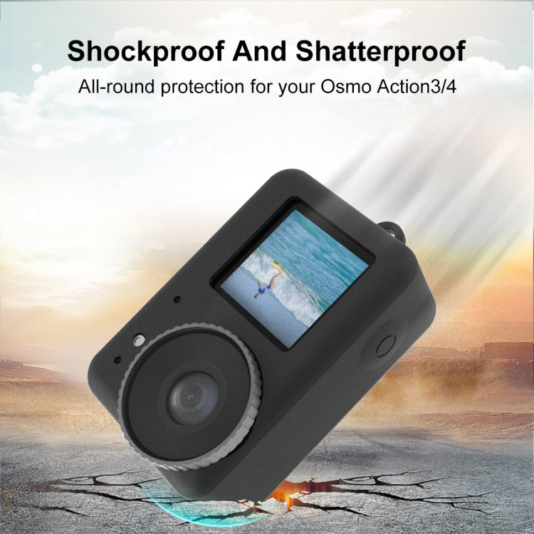Per DJI Osmo Action 4/3 PULUZ Custodia protettiva in silicone con copriobiettivo, For DJI Osmo Action 4 / 3