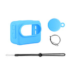 Custodia in silicone per custodia di ricarica per fotocamera Insta360 GO 3 PULUZ con copriobiettivo e cinturino, Silicone Case with Lens Cap(Black), Silicone Case with Lens Cap(Blue)
