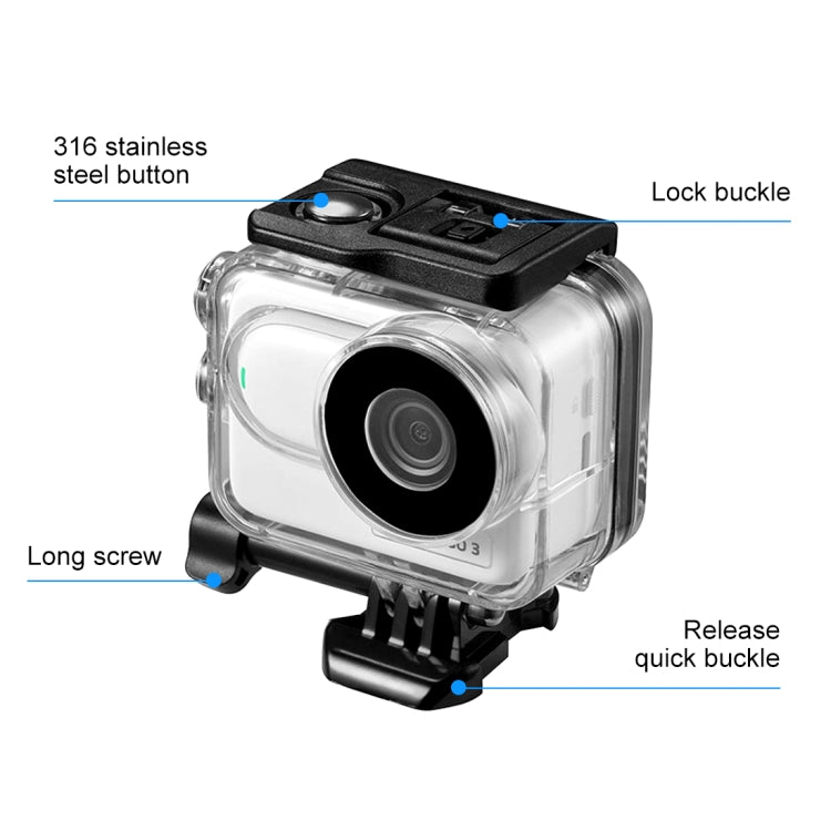 Per Insta360 GO 3 PULUZ Custodia impermeabile subacquea da 60 m con adattatore di base e vite, Waterproof Housing Case