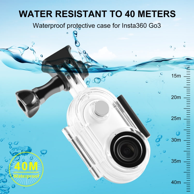 Per Insta360 GO 3 PULUZ Custodia impermeabile subacquea da 40 m con adattatore di base e vite, 40m Waterproof Housing Case