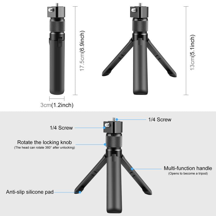 Per Insta360 X3 PULUZ Maniglia rotante Supporto per treppiede da tavolo Monopiede per selfie da 110 cm, Desktop Tripod Stand 110cm Selfie Stick