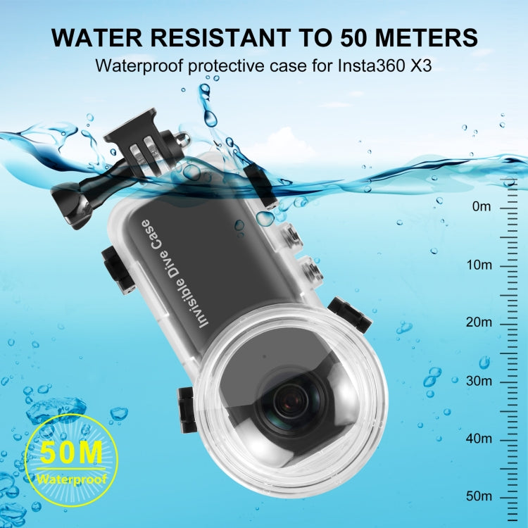 Per custodia subacquea sigillata impermeabile Insta360 X3 PULUZ da 50 m, Invisible Dive Case