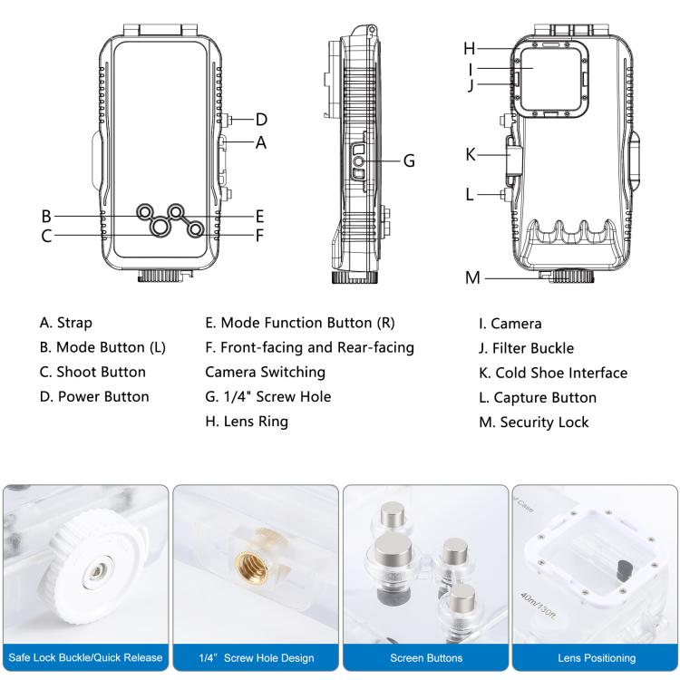 Custodia subacquea impermeabile per iPhone 16 Pro Max
