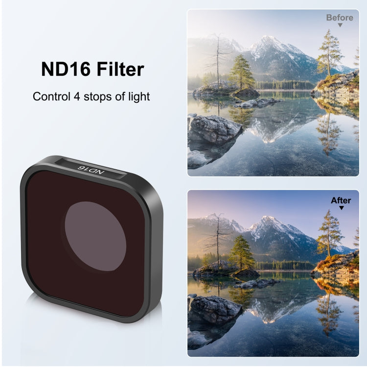 PULUZ Action Camera ND16 Filtro obiettivo per GoPro Hero11 Black / Hero11 Black mini / HERO10 Black / HERO9 Black, ND16
