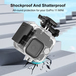 Per GoPro Hero11 Mini Nero PULUZ Custodia protettiva impermeabile da 40 m con fibbia di montaggio di base e vite, For GoPro Hero11 Black Mini