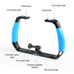 PULUZ Doppi manici in silicone Attrezzatura subacquea per immersione subacquea in lega di alluminio per GoPro, DJI OSMO Action, Insta360 e altre action camera, For GoPro Action Cameras