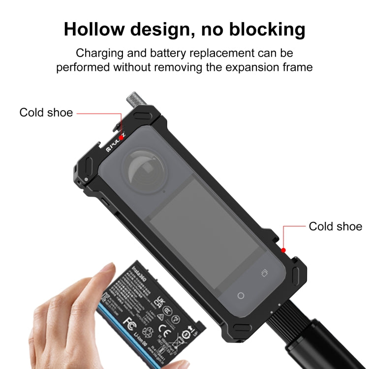 Telaio protettivo in metallo per Insta360 X4 con base cold shoe