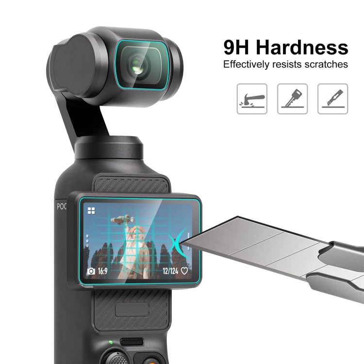 Per DJI OSMO Pocket 3 PULUZ 9H 2.5D HD Protezione per lenti in vetro temperato + Pellicola per schermo, For DJI OSMO Pocket 3