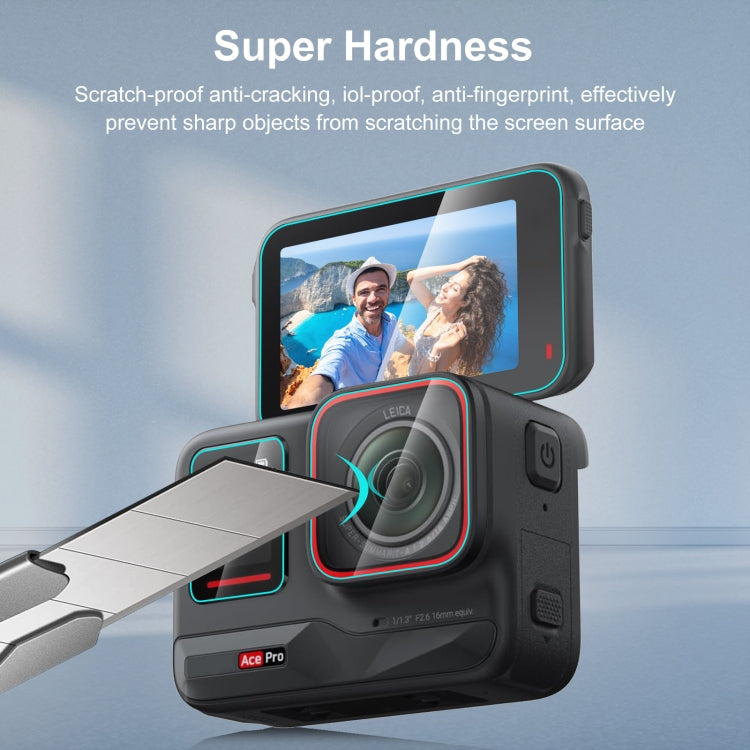 Per Insta360 Ace Pro PULUZ 3 in 1 schermo posteriore e anteriore + pellicola in vetro temperato per lenti, For Insta360 Ace Pro