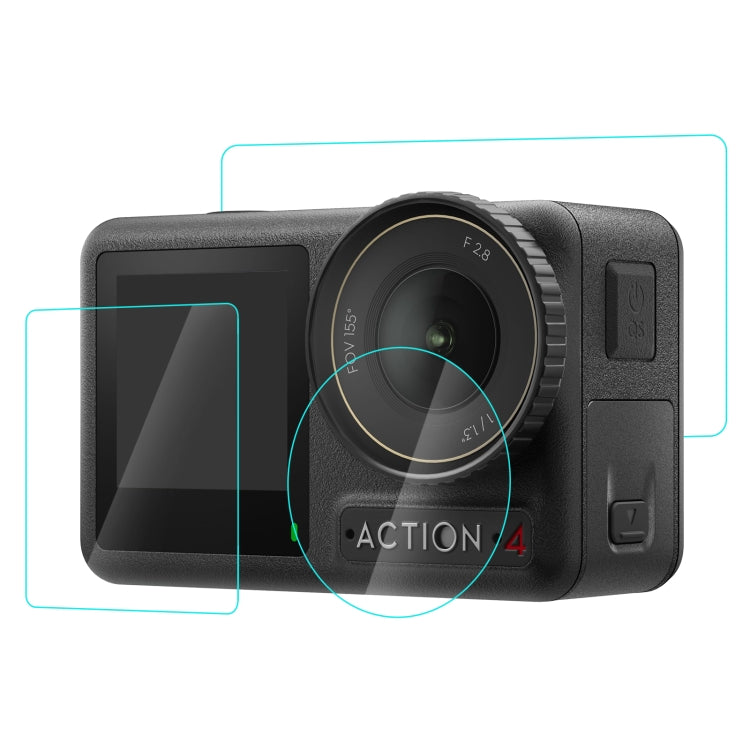 Pellicola vetro temperato 3-in-1 per DJI Osmo Action 4