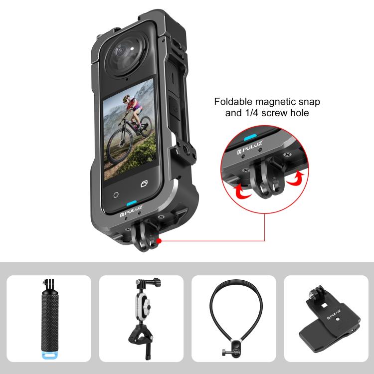 Telaio protettivo in metallo per Insta360 X4 con copriobiettivo