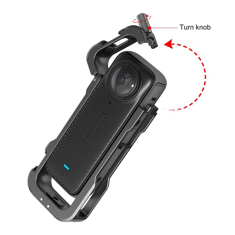 Telaio protettivo in metallo per Insta360 X4 con copriobiettivo