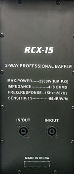 Cassa acustica professionale 2200W 4~8 OHMS 2 vie RCX-15