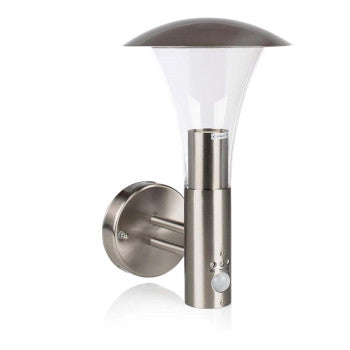 Outdoor Wall Light 60 W With Motion Sensor Brushed Steel