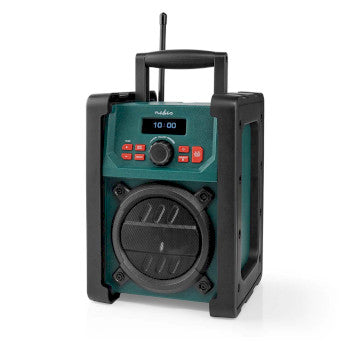 DAB+ Radio | Jobsite Radio | DAB+ / FM | 2.2 " | Black White Screen | Battery Powered / Mains Powered | Digital | 15 W | Bluetooth® | Alarm clock | Sleep timer | IP65 | Carrying handle | Black / Green