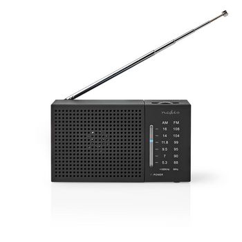 FM Radio | Portable Design | AM / FM | Battery Powered | Analogue | 1.5 W | Black White Screen | Headphone output | IP20 | Black